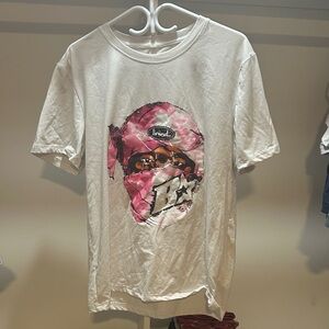 Men's Graphic Crewneck T-Shirt - White with Pink Design